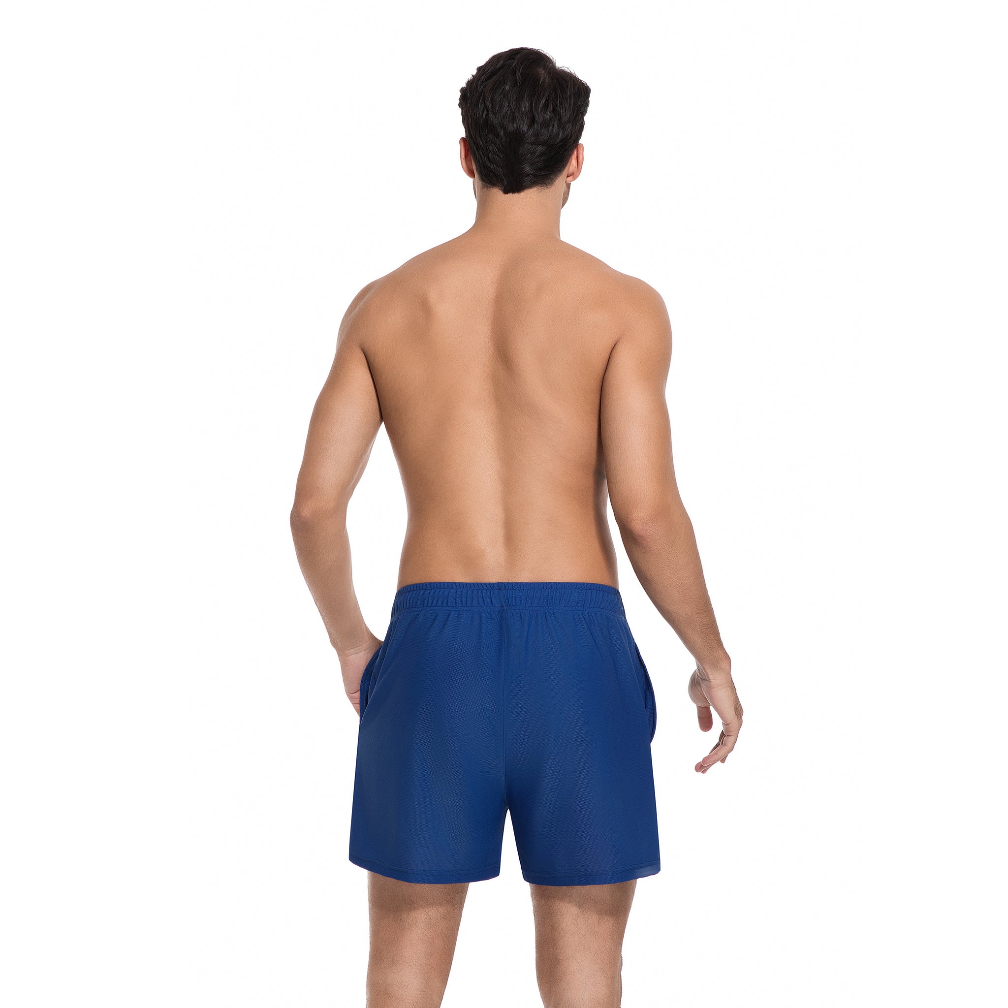 Minimise Tan Lines Men's Tan Through Swim Trunks - Blue Quick-Dry Male Beach Shorts - UV Permeable Man's Swimwear with Pockets