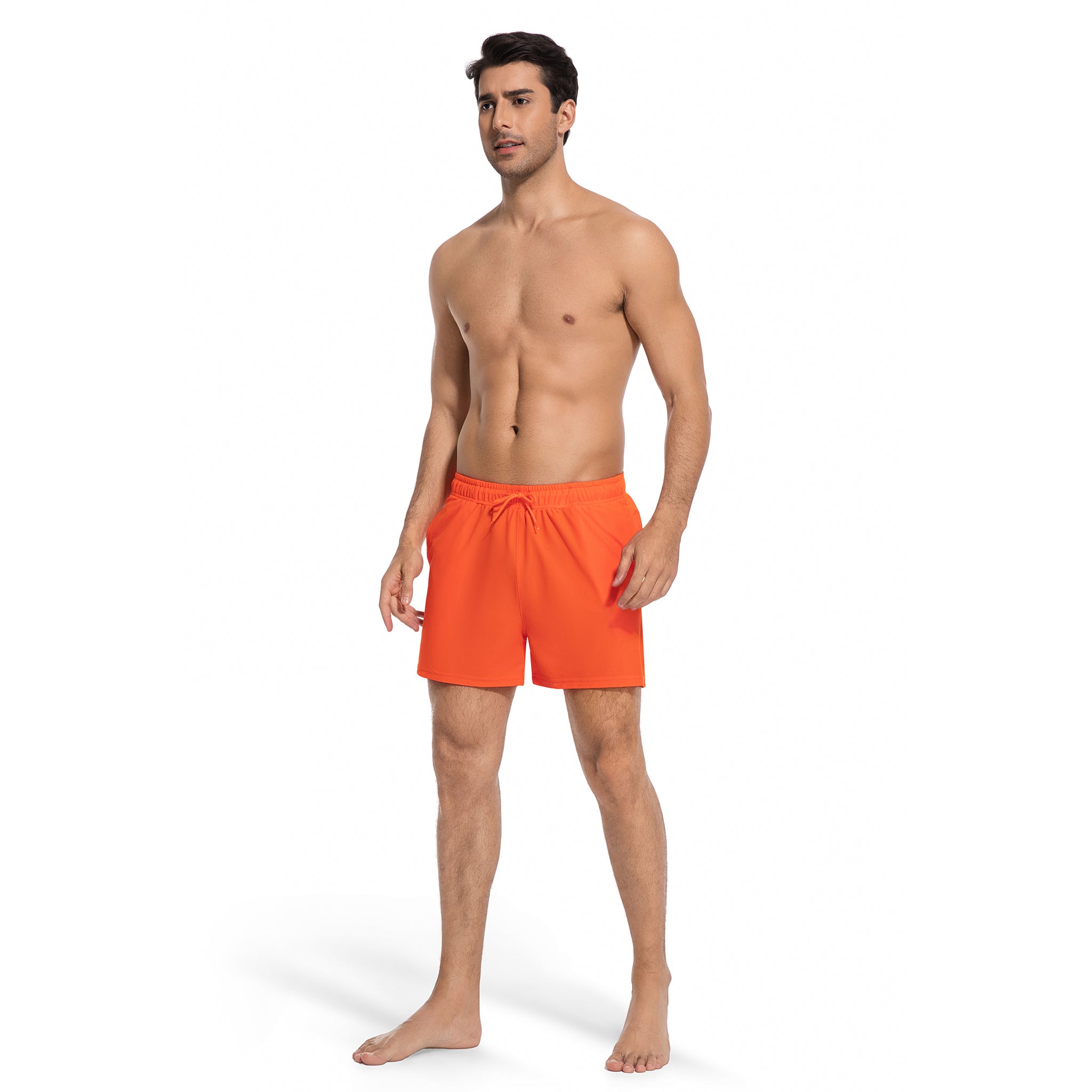 Orange Tan Through Men's Swim Trunks - Minimise Tan Lines Male Beach Shorts - Quick Dry UV Permeable Man's Swimwear with Pockets