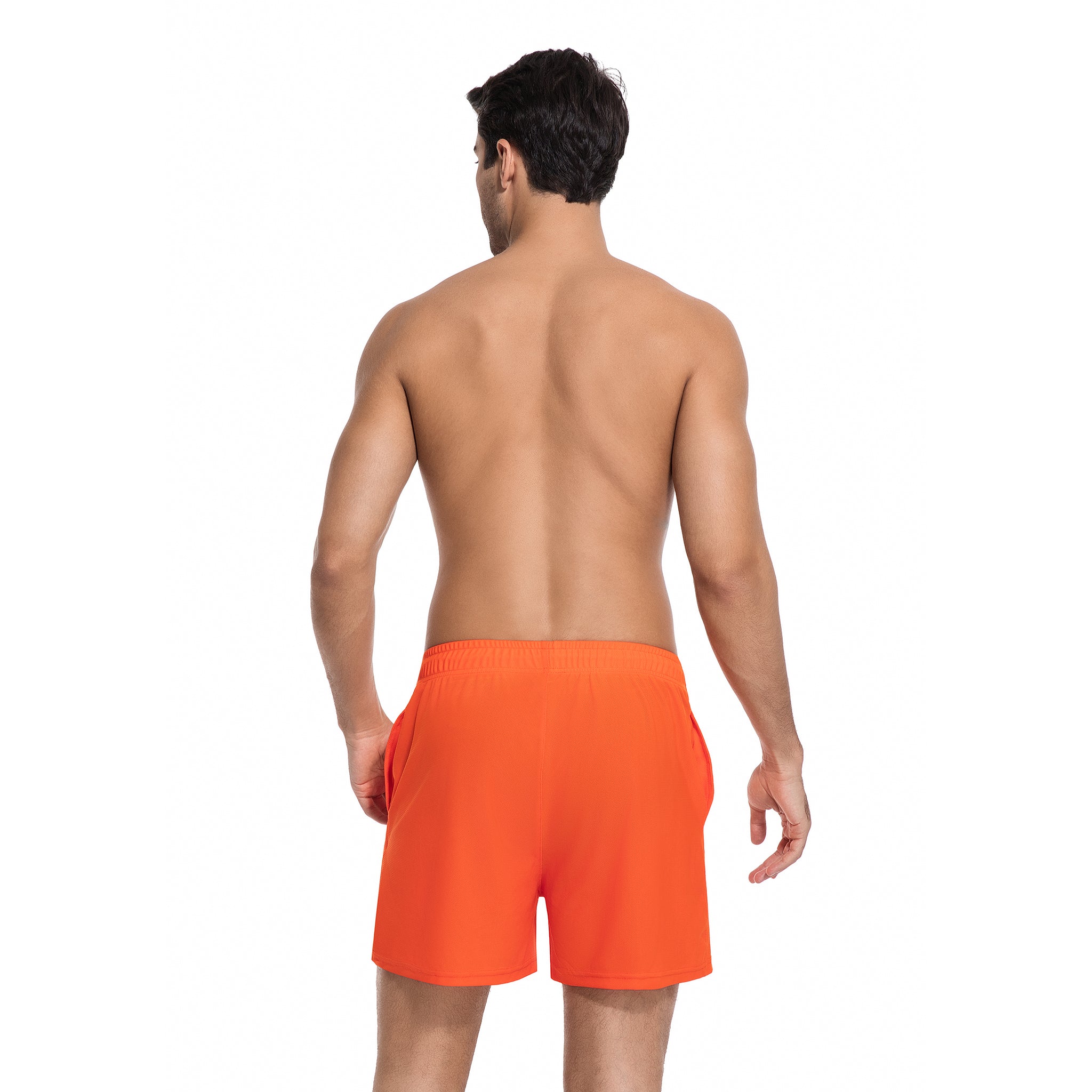 Orange Tan Through Men's Swim Trunks - Minimise Tan Lines Male Beach Shorts - Quick Dry UV Permeable Man's Swimwear with Pockets