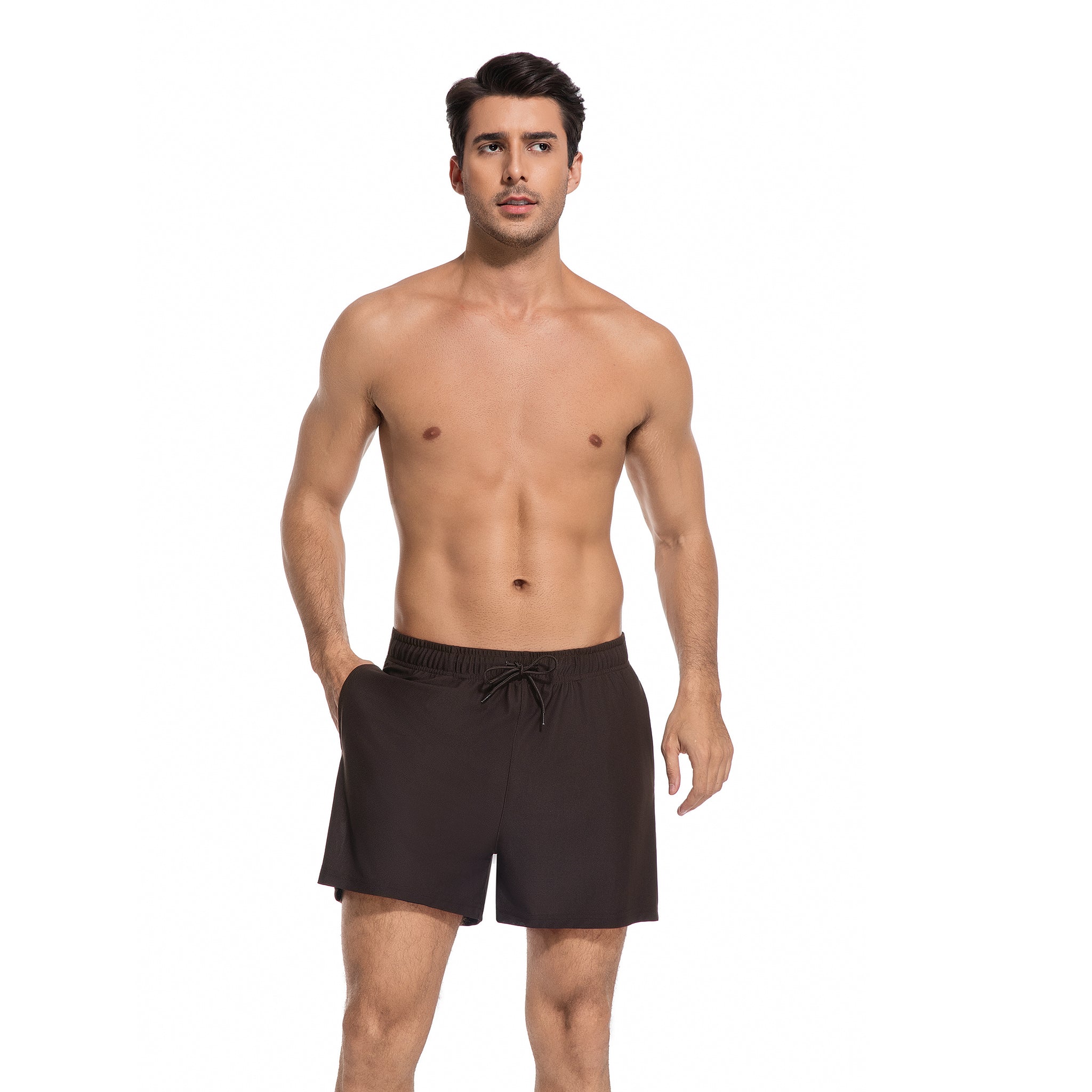 Men's Tan Through Swim Trunks in Classic Black - Minimise Tan Lines Male Beach Shorts - UV Permeable Quick Dry Man's Swimwear with Pockets